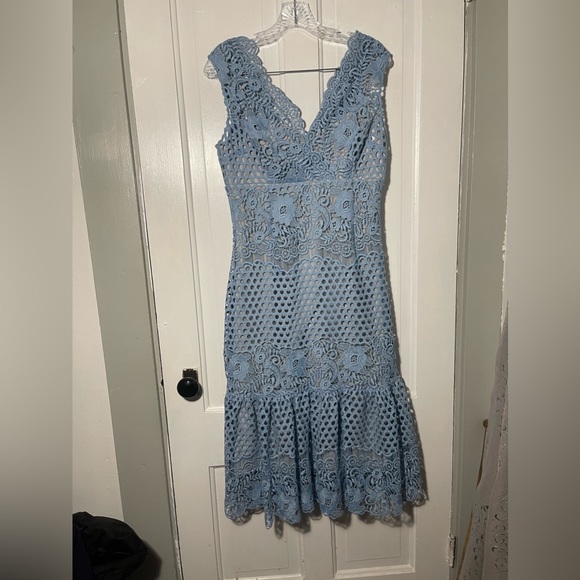 Teri Jon by Rickie Freeman Embroidered Sleeveless Cocktail Dress Sz 8 - Picture 5 of 11